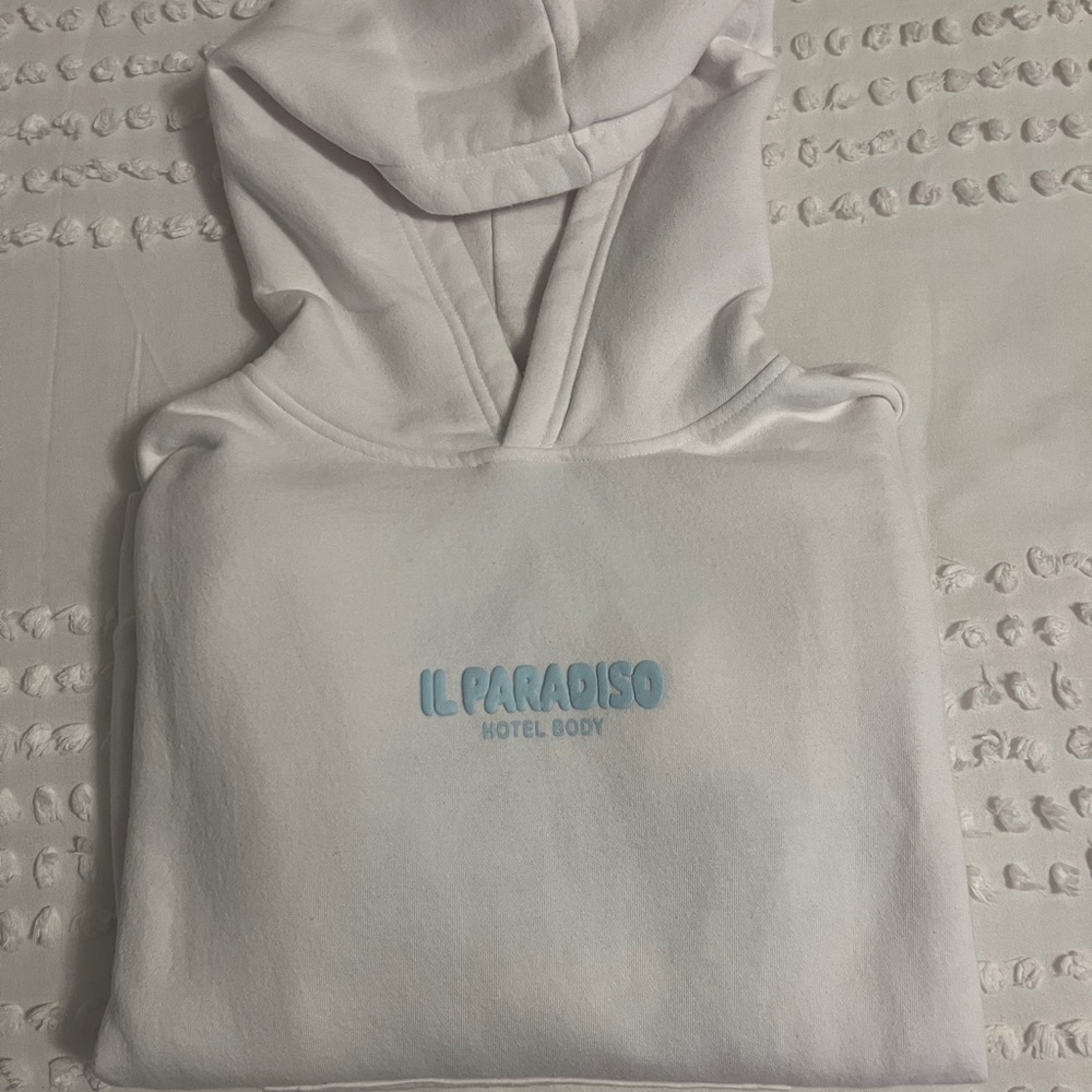 Lazy Sunday white hoodie with design on back